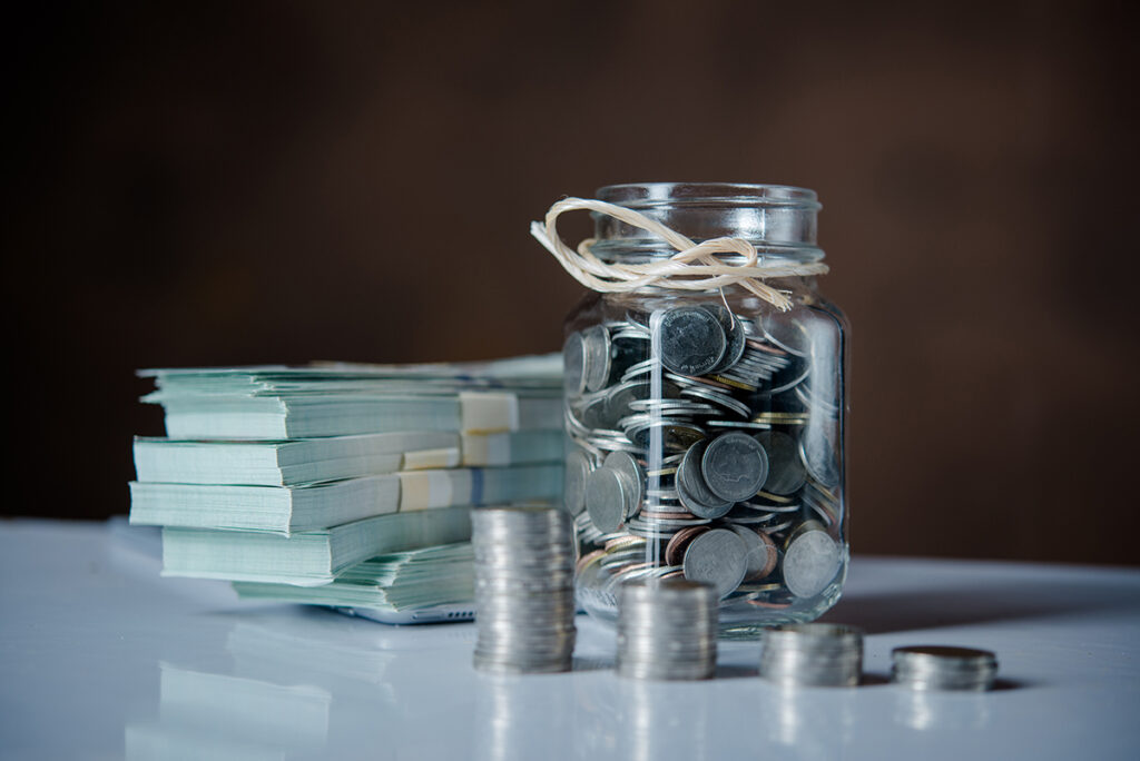 Bottle of coins