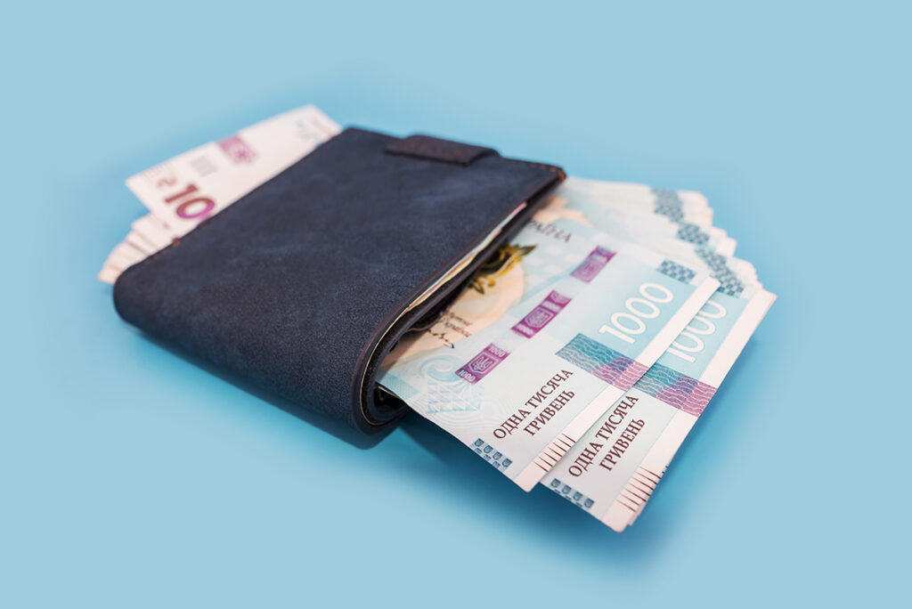 wallet with Ukrainian hryvnia