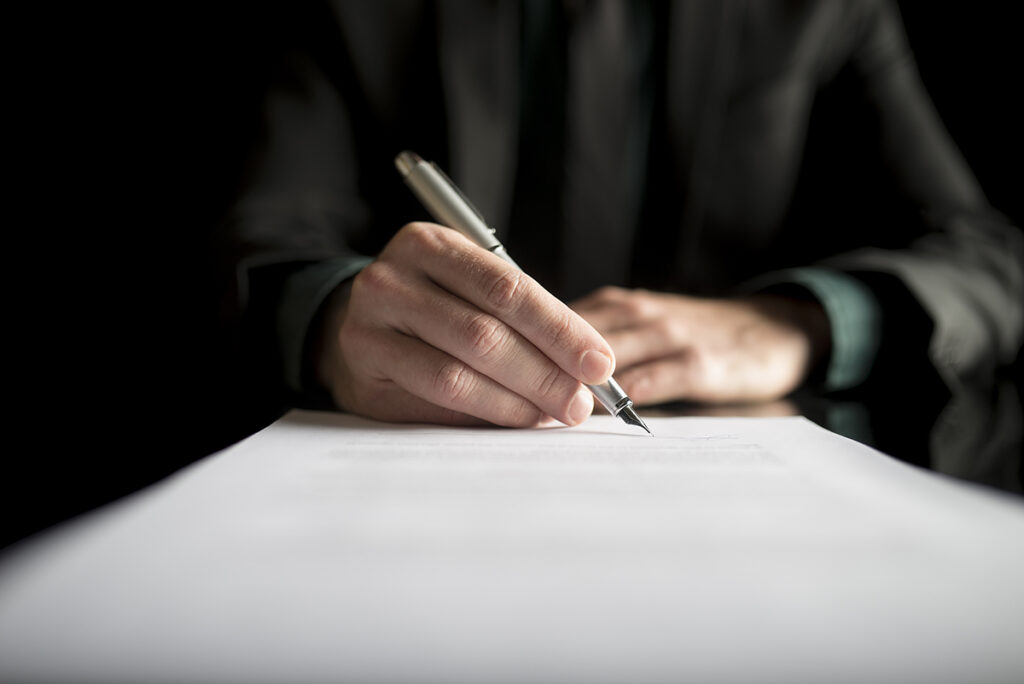 signing a contract