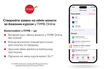 ПУМБ Online – це вигідний курс обміну валюти! Створюйте заявки на обмін за бажаним курсом