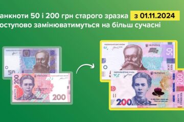 В Украине заменят банкноты 50 и 200 гривен старого образца