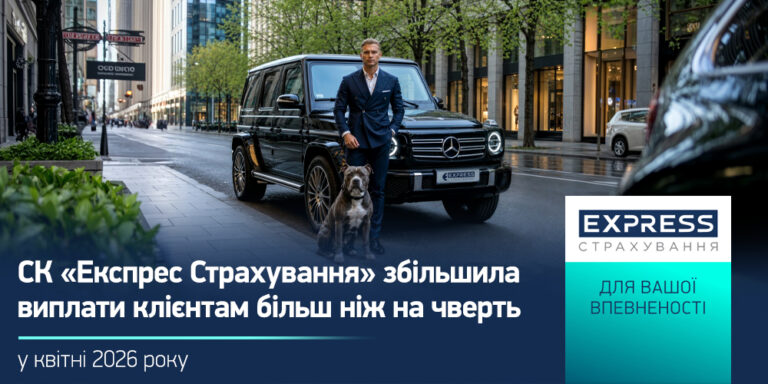 Виплати клієнтам СК «Експрес Страхування» у квітні 2026 року зросли більш ніж на чверть